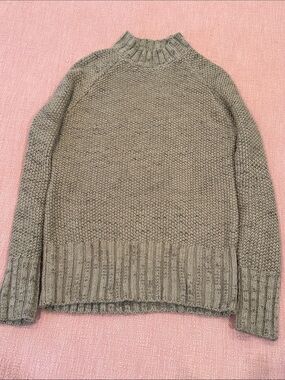 Cozy knit small Women's Turtleneck Sweater in Taupe